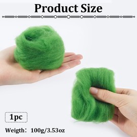GORGECRAFT 100g Needle Felting Wool Green Dyed Merino Wool Top Roving Felting Wool Fibre Yarn Felt Blend Dreads for Felting Spinning Knitting Weaving Chunky Yarn Christmas DIY Materials Handcrafts