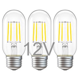 TOKCON 12 Volt LED Light Bulbs - Daylight 5000K 4W(Only for 12V DC/AC) - E26 Standard Base - 40W Equivalent Dimmable Low Voltage Tubular T14/T45 LED Bulb for RV Landscape Garden Post, 3 Pack