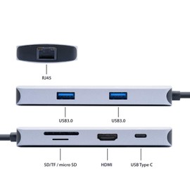 PNI MP07 USB-C to HDMI 2 x USB 3.0 RJ45 SD/TF USB-C PD 7 Output Multiport Adapter