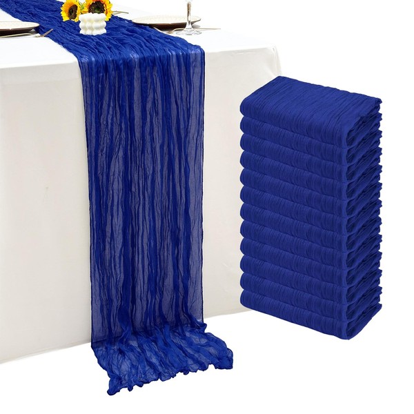 12Pack Royal Blue Table Runner 10Ft Cheesecloth Table Runner Boho