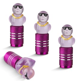 Funny Duck Sunglasses Tire Valve Caps|Glow in The Dark tire Valve caps for Car, SUV, Truck - Waterproof Wheel Accessories, Fun Auto Decor to Add Humor to Your Ride(4PCSPurple)