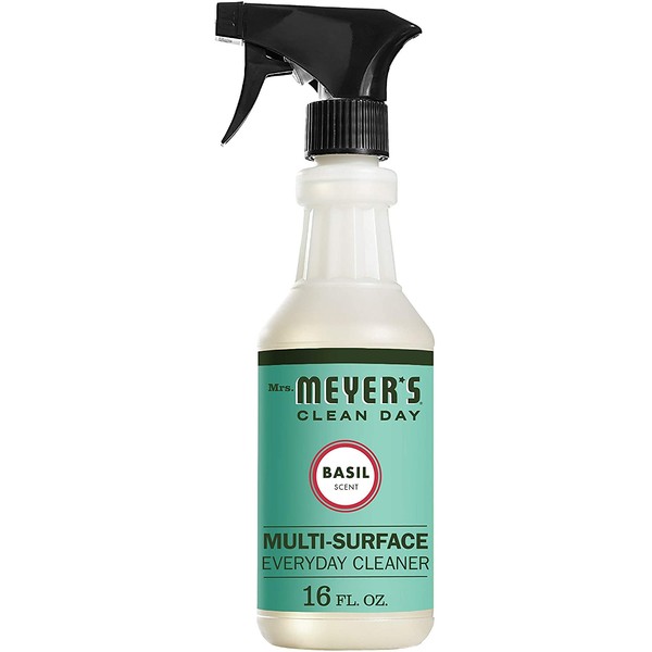 Mrs. Meyer's Clean Day Multi-Surface Cleaner Spray, Everyday Cleaning Solution for Countertops, Floors, Walls and More, Basil, 16 fl oz Spray Bottle