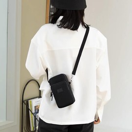 Small Crossbody Bag Cell Phone Bag Moblie Phone Mini Sports Arm Bag Shoulder Strap Wallet Pouch Bag Casual Purse (Black)