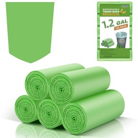 1.2 Gallon Mimi Compostable Trash Bags - (Fit1-1.3Gallon) Small Garbage Bags Green Biodegradable 5 Liter 100 Count Unscented For Kitchen Bathroom Car Tiny Waste Basket Liners Strong Inwaysin