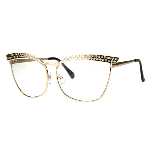 PASTL Womens Fashion Clear Lens Glasses Square Cateye Metal Frame Eyeglasses Rose Gold