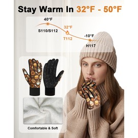RIGWARL Upgraded Wool Winter Gloves for Cold Weather, Waterproof Gloves Gifts for Men Women with Touch Screen, Late Fall and Early Winter Running Gloves for Walking The Dog Hiking Camping Skiing Snow