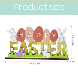 ALLY-MAGIC Easter Table Decorations, Happy Easter Wooden Table Sign Easter Bunny Decoration Stand Tabletop Ornaments Spring Wood Table Centerpieces for Easter Party Indoor Home Decor Y7TZBJ
