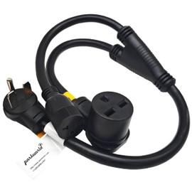 Parkworld 65184 3-Prong Industrial Splitter Cord, NEMA 6-30P to 6-30R and 6-20R (T-Blade Also for 6-15R) 3FT