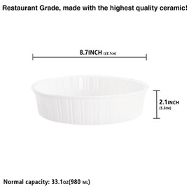 jinsongdafa Round Au Gratin Baking Dishes 33 oz, Set of 2, Porcelain Baking pan Oven Safe, Roasting Lasagna Pans, for Casserole Dish, Pie Plate, Baking, Small Plates, Au Gratin 8.7 Inch