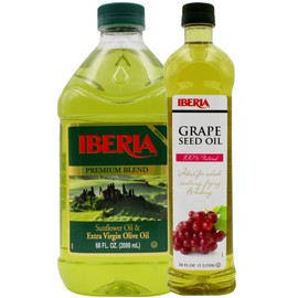 Iberia Iberia Extra Virgin Olive Oil and Sunflower Oil Blend, 68 fl oz + Iberia 100% Natural Grapeseed Oil, 34 fl oz