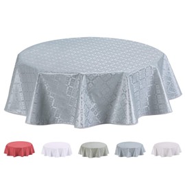 Home Direct Round Embossed Oilcloth PVC Wipe Clean Tablecloth Table Cover 155cm 61" Sage Light Grey