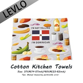LEVLO Funny Dominican Republic Flag Kitchen Towel Dominican Foods Tea Towel Dominican Root Flag Gifts (I'm Dominican)
