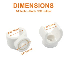 1/2 Inch PEX Water Pipe Clamps 20 Pcs, 16 mm PVC Pipe Holder, Plastic U-Hook PEX Pipe Support Hangers, White PEX Pipe Clips, PEX Tubing Clamp Tool