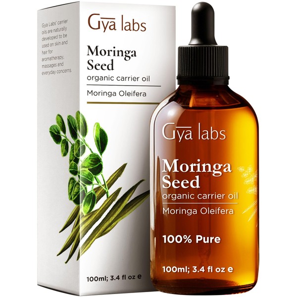 Gya Labs Organic Moringa Oil for Skin - Natural Moringa Oil for Hair - Cold Pressed Moringa Oil Organic for Face, Scalp, Nourishing & Revitalizing (3.4 fl oz)