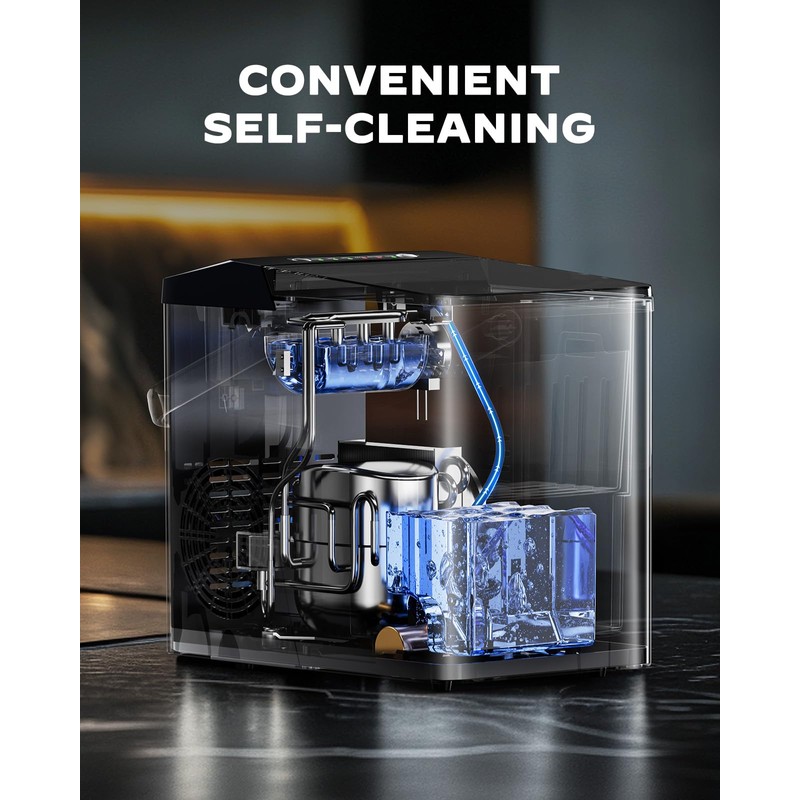 Ice Maker Countertops, Ice Machine with Self-Cleaning 1.8L Water Tank