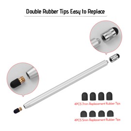 2 in 1 Universal Touchscreen Stylus Pen for All Touchscreen Tablets  Cell Phones with 8 Extra Replaceable Soft Rubber Tips 4pcs 4Silver