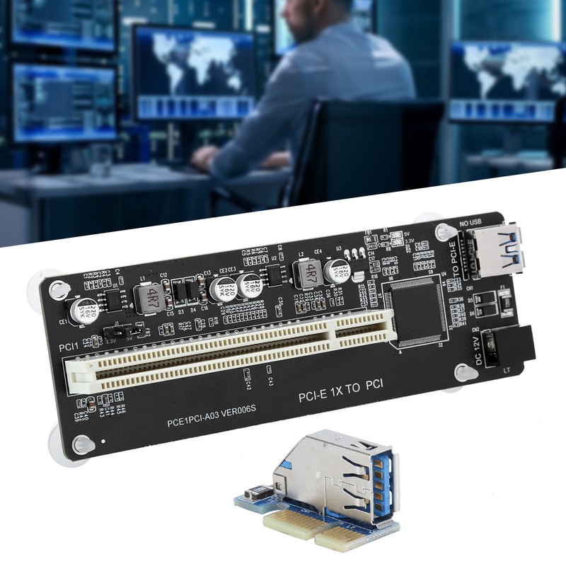 PCIE to Dual PCI Adapter Resin Riser Expansion Card with