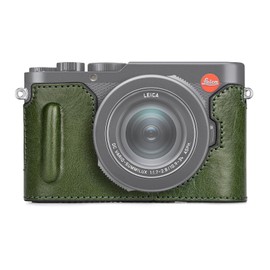MUZIRI KINOKOO Case for Leica D-LUX 8 Camera - Retro Style Genuine Leather Half Protective Case for Leica D LUX 8/ D-LUX8 Camera - with Opening Bottom and Hand Grip Design - Green
