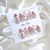 Peach Garden Ribbon Handmade Nail Tips - Short Round /