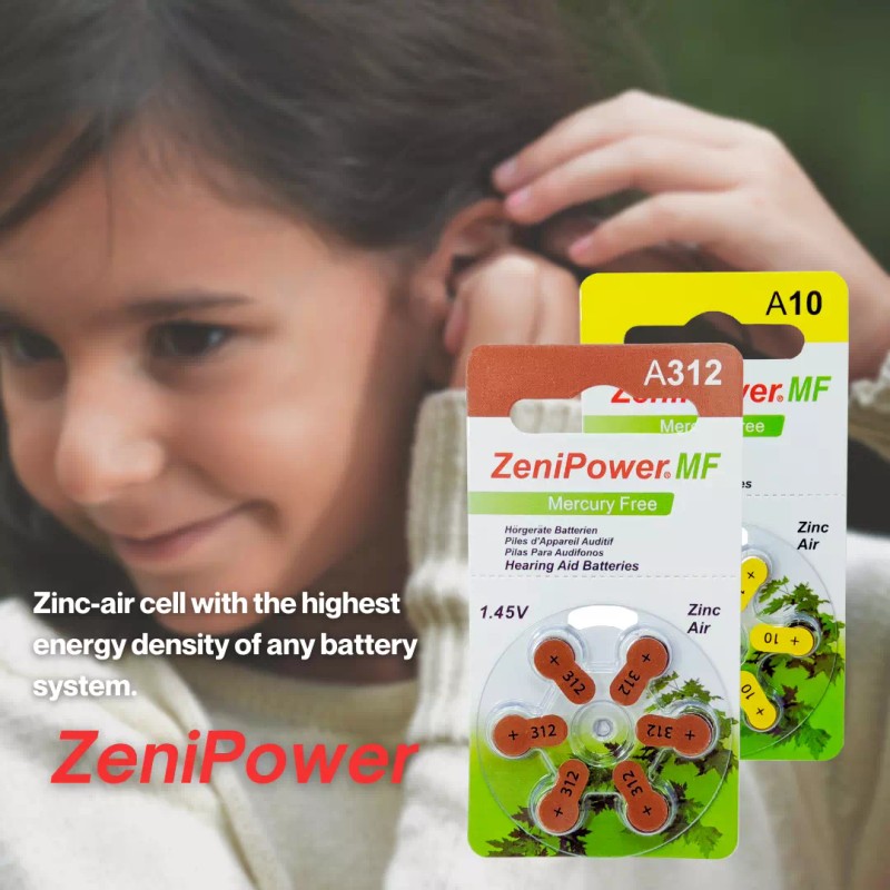 ZeniPower Size 312 1.45V Mercury-Free Zinc Air Hearing Aid Battery