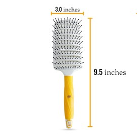 GK HAIR Global Keratin Vent Brush 3 Inches For Hair Styling Detangling Hair Brush for Blow Drying Curved Vented Styling Hair Brush for Long Thick Curly Hair - All Hair Types - For Men And Women