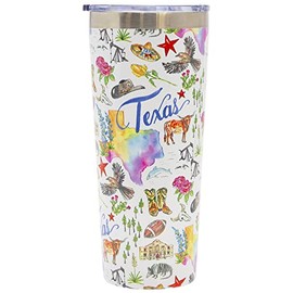 Boston International Rosanne Beck State Collection Stainless Steel Travel Tumbler with Lid, 22-Ounces, Texas