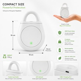 Portable Ultrasonic Mosquito Repellent Device – Rechargeable Wearable Pest Deterrent for Camping & Home