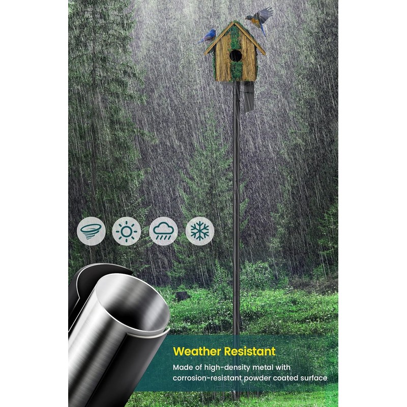 75" Heavy Duty Bird Feeder Pole, 1" Metal Adjustable Outdoor