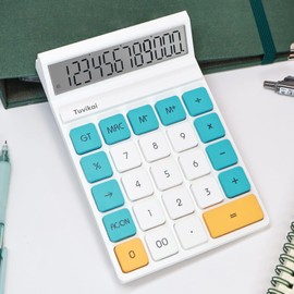 12-Digit LCD Calculator for School Office - Portable Handheld Basic Calculator with Ergonomic Design, Cartoon Solar/Battery Power, Compact Size for Students, Teachers