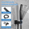 Black shower faucet set, Rain shower Head with Handheld Spray,