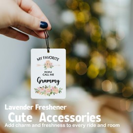 Xmsaitar Grammy Grandma Gifts Car Air Freshener Hanging 3 Pack, My Favorite People Call Me Car Accessories Gifts for Grandma Christmas Women,Rustic Floral Scent Card Lavender for Closet Bathroom Decor