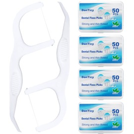 Extra Strong Dental Floss Picks | Professional Clean Flosser Picks | Toothpicks for Adults | Easy Grip Handle | Fresh Mint, 50 Count 4 Pack