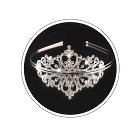 Yheahin Sparkling Crystal Pearl Tiara and Crown Elegant Rhinestone Heart Shape Princess Crown Wedding Birthday Party Headpiece Costume Hair Accessories for Girls (Crystal - Silver)