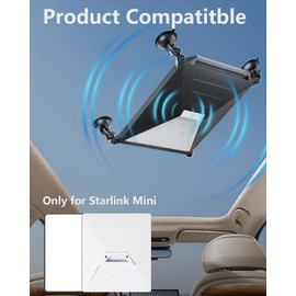 GAWOND Starlink Mini Car Suction Cup Mount with Silicone Cover & Carabiner, Strong Suction Cup Mount for Car Windows & Sunroofs, Ideal for Cars, RVs, Boats & Road Trips (Black)