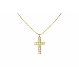 14K Gold Cross Necklace for Women Small Diamond Pendant Charm Necklace