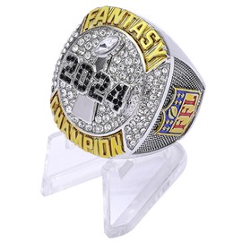 2024 Fantasy Football Championship Trophy Ring Award Prize Sports Winner FFL Champion Ring (Ring with Stand, Size 13)