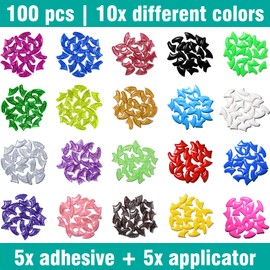 MiiOUU 10x Colors / 100 pcs Cat Nail Caps | Cat Claw Covers with Adhesives and Applicators | Alpha (L)