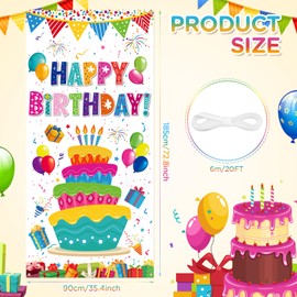 Colorful Birthday Party Decoration Door Cover Rainbow Happy Birthday Door Banner Large Colorful Birthday Banner Cover Backdrop for Kids Boys Girls Birthday Party Supplies Indoor Outdoor Decor 73x35''