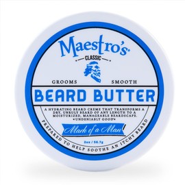 Maestro's Classic BEARD BUTTER | Anti-Itch, Extra Soothing, Hydrating Beard Creme For All Beard Types & Lengths- Mark of a Man Blend, 2 Ounce