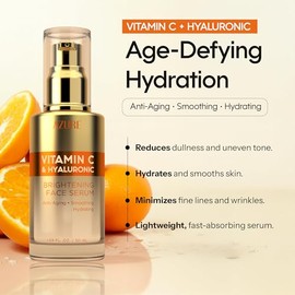 Azure Cosmetics - Suero de vitamina C para cara, dermatológicamente probado, antienvejecimiento con ácido hialurónico para manchas oscuras, líneas fin
