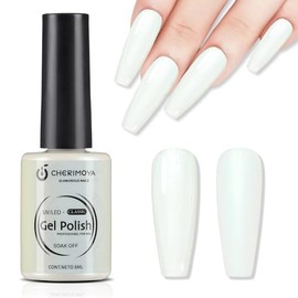 CHERIMOYA Esmalte Gel Alta Pigmentación UV/LED 8ML-Blanco Nácar Verde Claro | Cobertura Uniforme desde la Primera Capa, Brillo Tipo Salón, Textura Aut