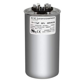 70 + 7.5 uF x 370 or 440 VAC Round - BMI USA Made Capacitor # 810P707DH44P46A5X Universal Replacement