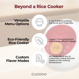 CUCKOO Micom Rice Cooker 3 Cup Uncooked / 6 Cup Cooked, Korean Fuzzy Logic Rice Cooker Small with Delay Timer & Keep Warm Setting, Versatile Food Steamer with Non-Stick Inner Pot, Red (CR-0351F)