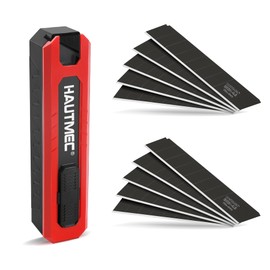 HAUTMEC 10PC 18mm Heavy Duty Utility Knife Blades, SK2H Steel Box Cutter Replacement Rustproof Blades - for Industrial or Construction Applications Bottom Snap-Off & Recycling Box 25008