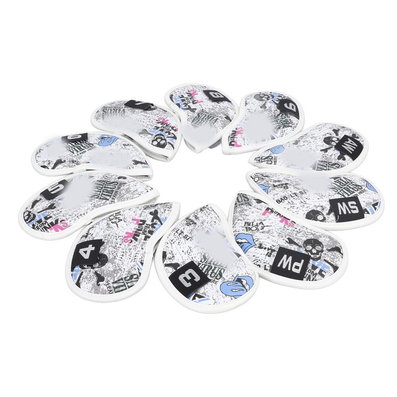 10pcs Golf Iron Covers Skull Pattern PU Scratch Proof Club