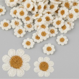 30 parches para planchar con flores de margaritas para ropa, parches para coser para bolsos, sombreros, parches de bordado de flores blancas para chaquetas de jeans, ropa bordada, parches de