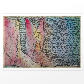 CafePress Cowboy Boots, Fun Art Small Die Cut Sticker, 3"x4" Clear