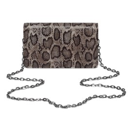 Daisy Rose Cross Body Bag - RFID Blocking with Credit Card Slots Clutch - PU Vegan Leather - Grey Snake