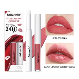 CHIFURE Long Lasting Moisturizing Lip Gloss Set,High Pigmented Lip Stain Hydrating Liquid Lipstick Lip Balm,Waterproof Smooth Shiny Matte Glossy Finish Lip Makeup Kits(#11-Dusty Rose, Pack of 2)