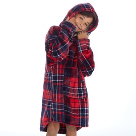 WS-AW23 Kids Boys Oversized Hoodie Blanket Sherpa Fleece Lined Hood Long Sleeved Giant Lounge Hoody Top Gaming Gamer Black One Size